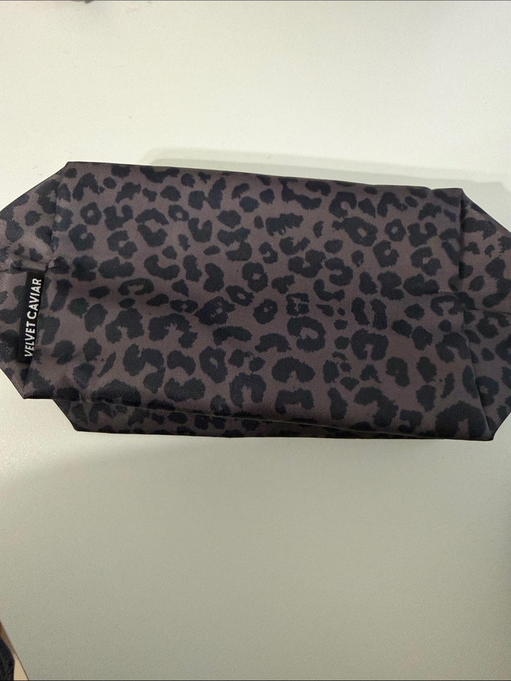 Velvet Caviar Leopard Print Cosmetic Pouch - Black & Gray